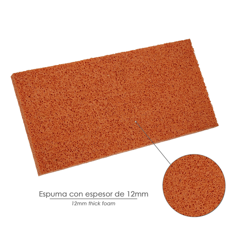 Talocha Espuma Naranja / Aluminio 14x21cm. detalles de la esponja